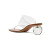 Slippers Strange Style Transparent Unique Design Square Toe Sandals Outside Slip-on High Heels Summer Sexy Fashion Women Shoes