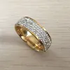 Hohe Qualität 316L Edelstahl Gold Weißer Diamant -Ehering -Strass -Verlobungsring für Frauenliebhaber 2514