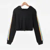 Women S Hoodies Long Sleeve Striped Cropped Hoodie Solid Color Drop Shoulder Sweatshirt High Street Hip Hop Style Jumper Hooded Ropa De