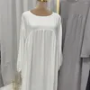 Etnische Kleding Effen Abaya Moslim Lange Jurk Vrouwen 2023 Jalabiya Eid Crêpe Ballon Mouw Islamitische Jilbab Afrikaanse Jurken Dubai Kaftan