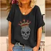 T-shirt da donna 2023 Nuove donne T-shirt 3D Horror Skull Stampa Donna Scollo a V Top Camicia a maniche corte Casual Street Versatile Abbigliamento Donna Tees T231220