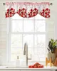 Curtain Valentine'S Day Hearts Red Roses Window Living Room Kitchen Cabinet Tie-up Valance Rod Pocket