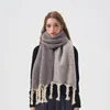 Scarves Women's Simple Thickened Tassel Double-Sided Solid Colour Plush Scarf Autumn And Winter Warm Versatile Soft Scarfs Shawl