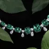 Zincirler Vintage Lab Emerald Elmas Kolye 925 STERLING Silver Party Düğün Çoku Kadınlar Gelin Vaat Takı Hediyesi