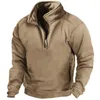 Sweat à capuche pour homme, col en V, polaire, chaud, tactique, entraînement, manches longues