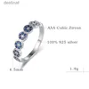 Solitaire Ring 925 Sterling Silver Eyelet Designer Rings Women High Quality Size 10 Female Ring Blue Stones And Crystals Wedding Fine JewelryL231220