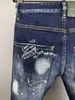 Dżinsy męskie 2023 Autumn New Denim Pants Męskie jeansy D2 Umyjne ciemnoniebieskie Slim Fit Małe stopy Mikro elastyczne pełne długość L231220