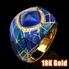 Anello solitario moda gemma blu anello in acciaio inossidabile placcato oro per le donne tendenza retrò zircone anello di barretta gioielli personalità femminileL231220