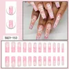 False Nails Long Coffin Press on Full Copor Color Color Tips French Tip Square Faw for Women and Girls 24pcs