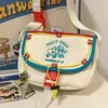 Bolsas de noche Xiuya Verano Lindo Bolso de Hombro Letras Fruta Dibujos animados Impresión Color Sólido Bolso de Lona Divertido Dulce Fresco Moda Crossbody Bolsa 231219