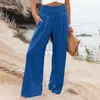Женские брюки, женские брюки для бега на лето 2023, уличная одежда с высокой талией, широкие брюки, свободный крой, пляжные брюки-палаццо с карманами