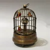 new Collectible Decorate Old Handwork Copper Two Bird In Cage Mechanical Table Clock225O