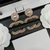 New Small Fragrant Wind Ear Nail Skin Double Letter Diamond Ear Hanging Female Earrings Fashion Personality Wind Small Light All-match Accessories