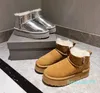 Designer botas femininas botas de neve marrom prata clássico botas macias pele anti-deslizamento fundo grosso senhoras botas inverno sapatos quentes