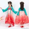 Vestidos de menina Novo vestido hanfu de 3-9 anos de idade, vestido de flores de flor de estilo chinês trajes infantis de estilo chinês