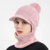 Boinas de chapéus de inverno para mulheres máscara de máscara de máscara de lã de lã de lã de máscara de lã integrada de ciclismo ao ar livre