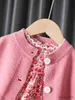 Abiti da ragazza ragazze Sweet Princess Abita per maglione maglione Cardigan Abito fiorito+cappotti da 2 pezzi Set Autumn Outfit Kids Kids Kids