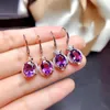 フープイヤリング14Kローズゴールドジュエリーリアルナチュラルアメジストジェムストーンイヤリング女性925 bizuteria aretes de mujerガーネットドロップ