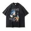 Herr t-skjortor anime jujutsu kaisen skjorta vintage tvättade gojo saturo t-shirts överdimensionerade getou sukuru sukuna mahito toji manga topps tees man