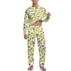 Pyjama citron à manches longues pour hommes, vêtements de nuit, nourriture, feuille de fruits, ensemble 2 pièces, pyjama de chambre, Design doux pour tous les jours