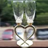 Uppsättning av 2st personlig delad Split Heart Toasting Flutes Champagne Glasögon Bröllopspresent Party Event Gynnar årsdagen Birthday Table Decor Supplies