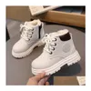 Boots New Style Kids Martin Girls Boys Snow Toddler Baby Wool Ankle Fashion Children Winter Warm Shoes Drop Delivery Maternity Dhqgj