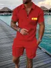 T-shirt da uomo Fashion Slim Fit Polo stampata Set Top con stampa Abito con risvolto da uomo