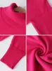 Женские свитера Новые зимние толстые 600 г Теплый вязаный свитер для женщин Розово-красный женский свитер большого размера Водолазка Кляйн Синие пуловеры ДжемперыL231213