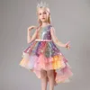 Flower Girls Princess paljetter Baby Wedding Christmas Party Släping Dress Fluffy Lace broderad värdprestanda Costume 3 15Y 231220