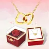 Jewelry Boxes Customized Eternal Rose Acrylic Jewelry Rotating Flower Gift Box Wedding Ring Box Necklace Storage Box For Girlfriend 231219