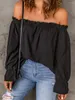 Women's Blouses Summer Chiffon Blouse Women 2023 Loose One Line Neck Butterfly Sleeve Solid Color Pullover Sexy Off Shoulder Top Streetwear