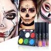 Lip Gloss Halloween Maquiagem Conjunto Pintura Facial Longa Duração Esmalte Antiaderente Mulheres e Ferramenta de Beleza Corporal