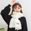 Scarves 2023 New Korean Version Thick Woolen Scarf for Women's Autumn and Winter Versatile Solid Color Knitted Warm Long Style College Style Scarf Trend Kbt2