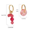 Boucles d'oreilles pendantes asymétriques, breloques en pierre naturelle rouge pastèque, pendentif goutte avec cercle en acier inoxydable, anneaux d'oreille, cadeau féminin