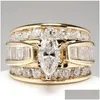 Anéis de casamento Anéis de casamento 18k Mti Anel de ouro para mulheres naturais 1 quilate diamante com jóias Anillos de Bizuteria Mujer Gemstone Box D Dhxax