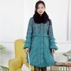 Trench da donna Abbigliamento invernale Slim Fit Temperamento Stampa Stile etnico Maniche a lanterna Cappotto in cotone Wish Xi