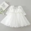 Mädchenkleider neues Baby Kleid Taufkleid weiße Spitze Säugetie Taufe Geburtstagsfeier Hochzeit Prinzessin Kleid Baby Kleidung 0-24m
