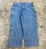 Damen Jeans Streetwear JNCO Harajuku Hip Hop Big Pocket Blue Vintage Baggy Gothic High Waisted Wide Leg Hose 231219