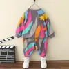 Kläduppsättningar Småbarn Baby Tie Dye Outfits Girls Boys SweatshirtDrawString Pant Set 3D Print Children Jogger Set Kids Tracksuit 1-11 Years 231219