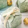 Cadeau cadeau 20 pcs créatif fleur et motif d'oiseau boîte de bonbons de mariage avec ruban perle petit papier d'emballage