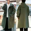 Heren Trenchcoats Heren Geknoopte taille Windjack Street chic Jas Met capuchon Grote zakken Winddicht Ontwerp Halflang Effen Voor