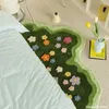 Wellenförmiger grüner 3D-Blumen-Tufting-Teppich, weicher Tufting-Sofa-Teppich, saugfähiger, rutschfester Raumboden, Fußmatten, Nachttischvorleger, Fußpolster 231220