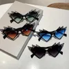 Sunglasses KAMMPT Butterfly Shape Women Sunglass 2023 Stylish Triangle Gradient Shades With Rhinestones Vintage Brand Design Party Eyewear