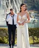 Комбинезоны 2024 Свадебные платья в стиле бохо для невесты Кружевные аппликации Спагетти с V-образным вырезом Платье невесты Шифоновое свадебное платье со шлейфом