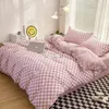 Bettwäsche-Sets, japanischer No-Print-Stil, Roka-Baumwolle, matt, vierteiliges Set, minimalistisches Bettlaken und Bettdecke, drei