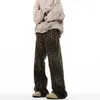 Damesjeans GIDYQ Amerikaanse retro luipaardprint dames Y2k streetwear losse rechte broek vintage hiphop casual broek heren
