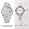 Montre-bracelets Missfox Day Date Watch for Men Luxury Luxury Full Diamond Silver Quartz Wristwatch Hip Hop Iced Out Imperproof Watches Drop 231220