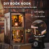 3D Puzzles CUTEBEE Book Nook Puzzle Miniatura Doll House Kit com Touch Light Dust Cover DIY Booknook Toy Presentes Rose Detective Agency 231219