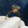 Кольца кластера Пасьянс 1 5ct Lab Diamond 24K Золотое кольцо Оригинальное серебро 925 пробы Обручальное обручальное кольцо для женщин Свадебные Jewe272w