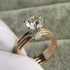 Marca de moda quente designer banda anéis para mulheres 2 cores prata brilhante cristal bling diamante cz zircão anel festa casamento jóias